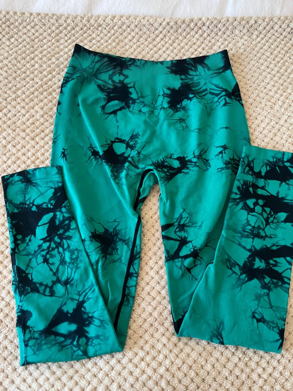 Tie-Dye Green & Black High-Waist Leggings